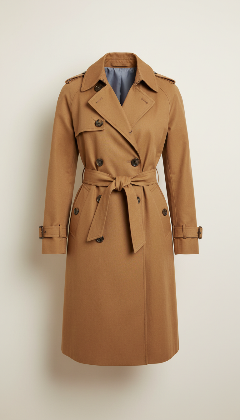 Structured Trench Coat in Bronzed Camel