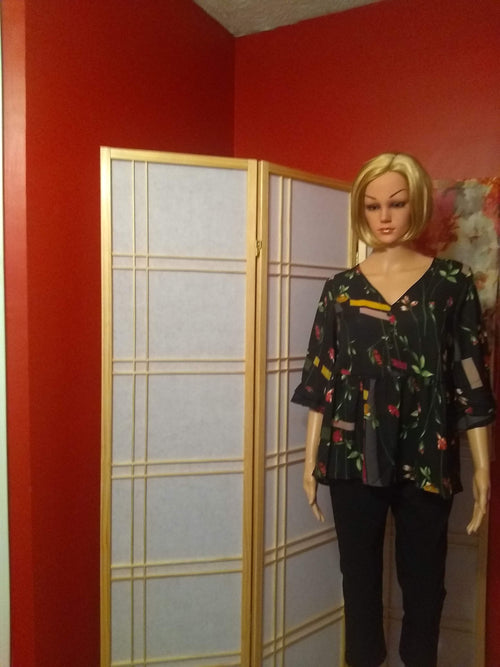 Abstract Flower Print Woven Blouse image 0