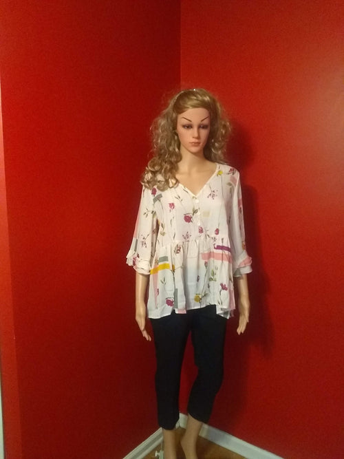 Abstract Flower Print Woven Blouse image 0