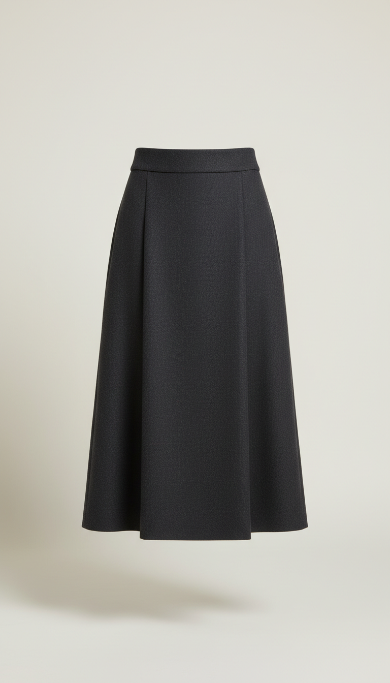 Architectural Midi Skirt in Deep Charcoal