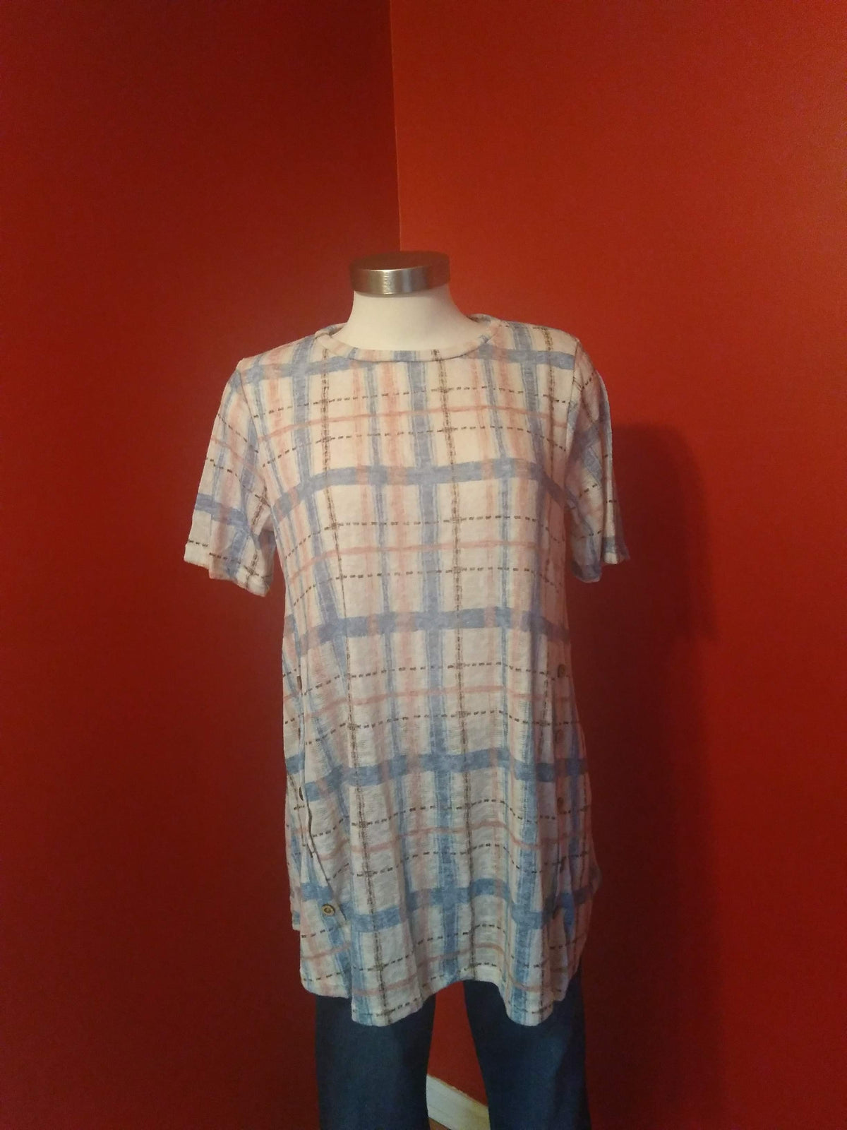 Blue Checkered Top image 0