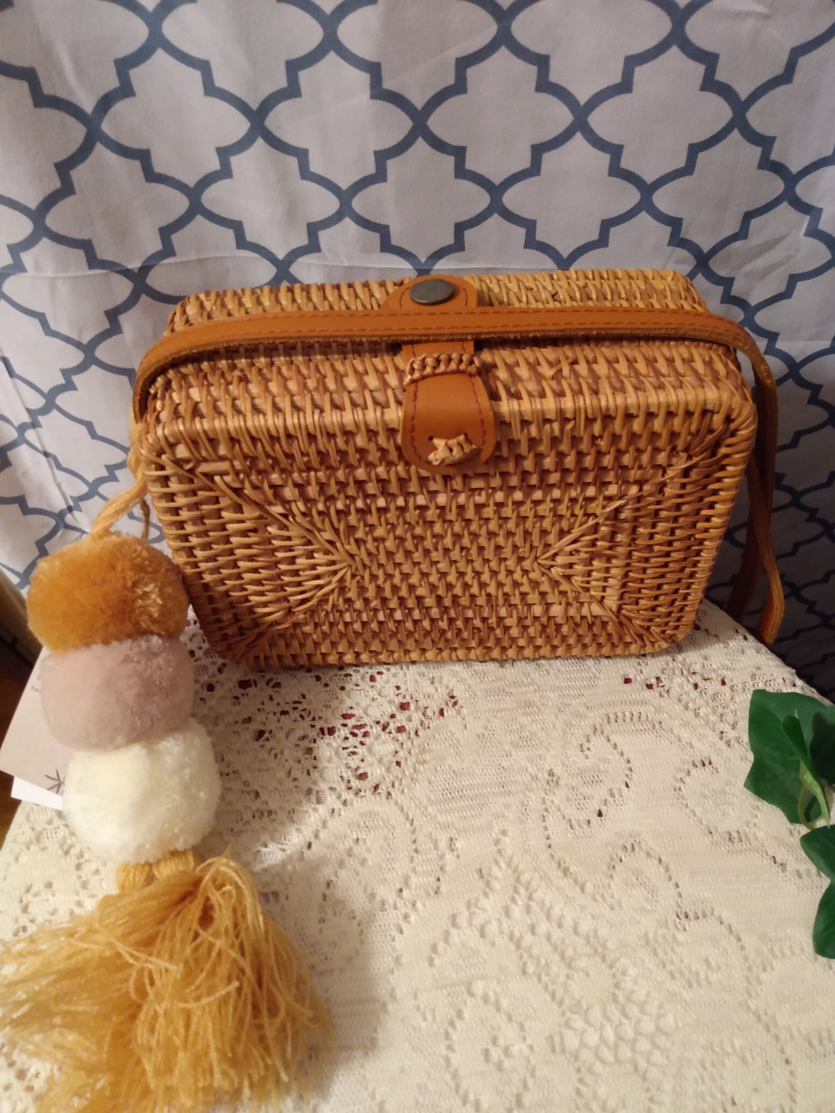 Rattan woven crossbody image 0
