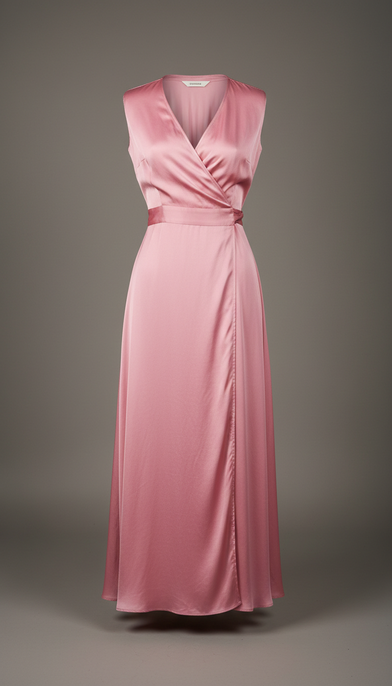 Silk-Blend Wrap Dress in Metro Pink