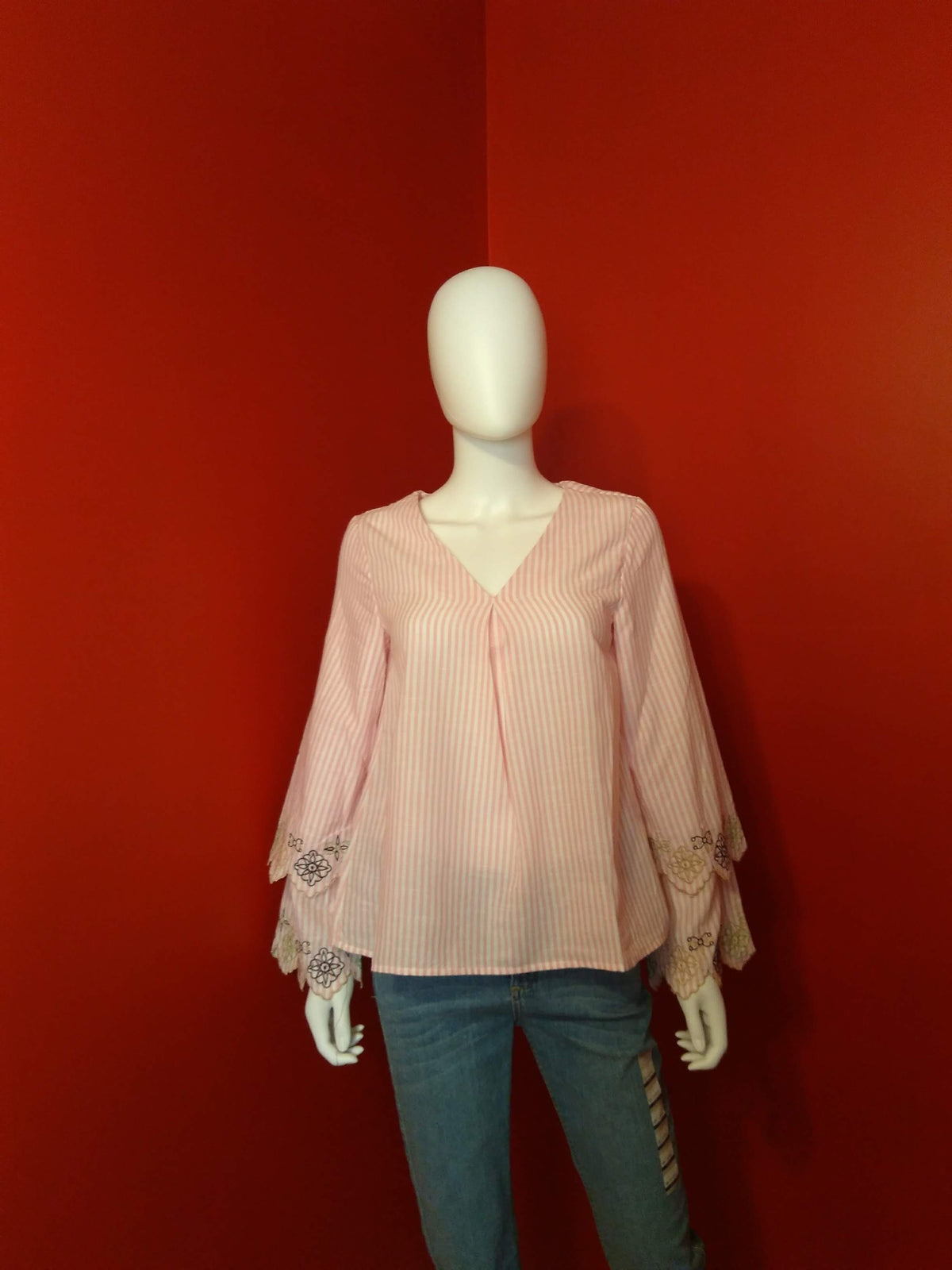 Pink White Stripe Top image 0