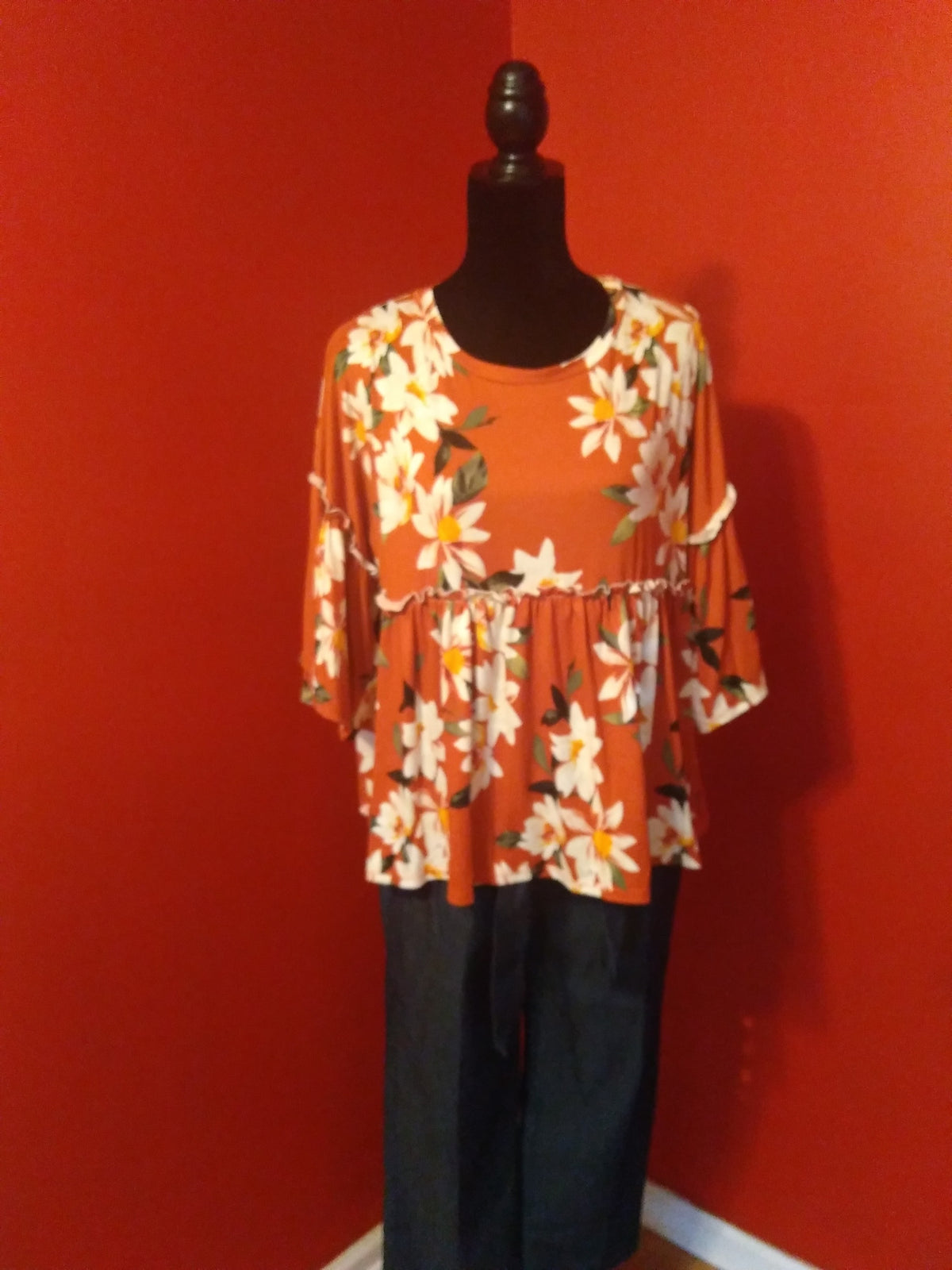 Orange Floral Top image 0