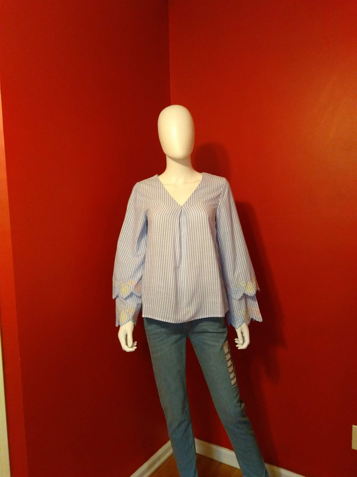 Blue White Stripe Top image 0